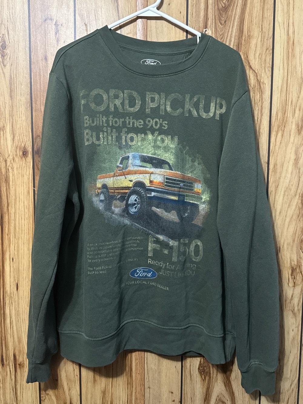 Ford Olive Green Crewneck with Vintage Pickup Graphic